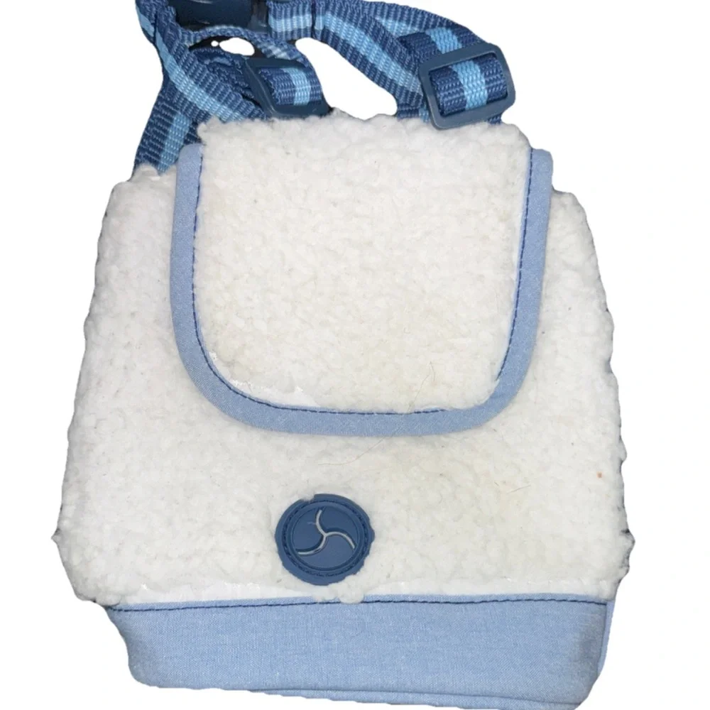 Dog Fleece Backpack White/Blue SM
